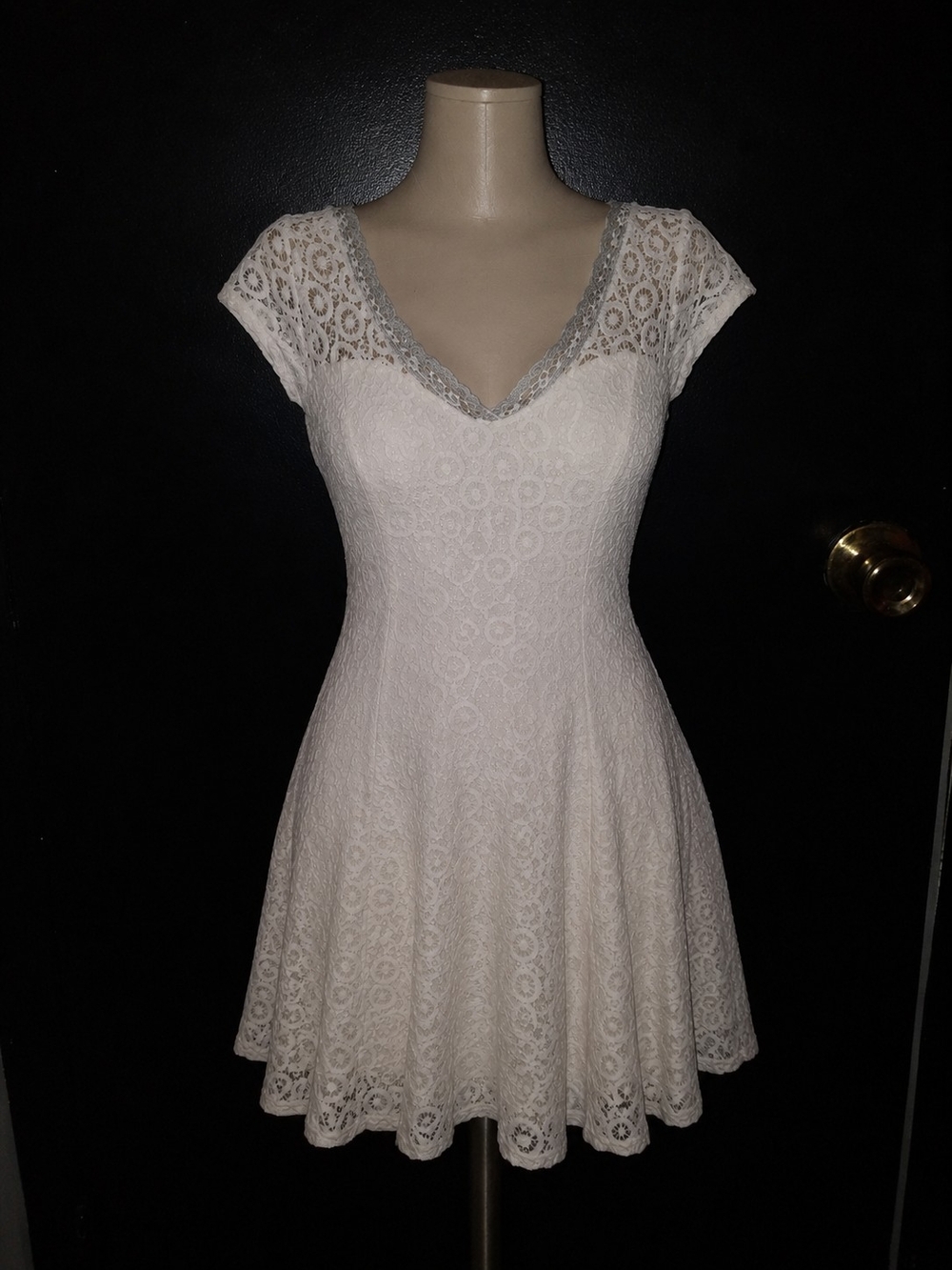 Vintage Charlotte Russe Cream Lace Fit & Flare Mini Dress
